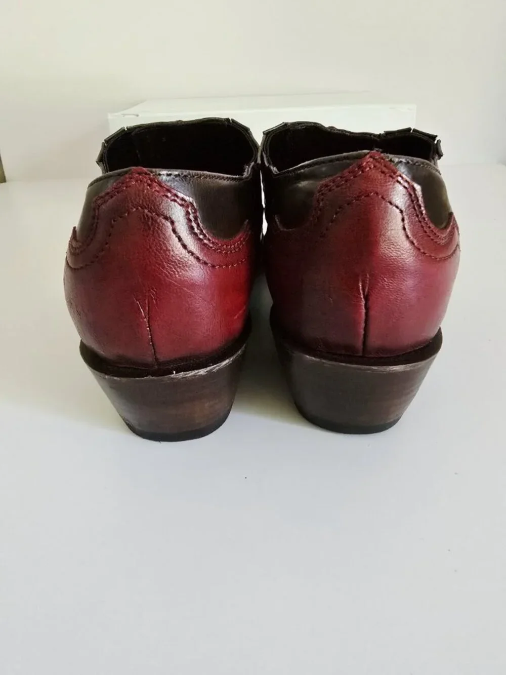 Allens Boots Red Black Ankle Goat Leather Western 9 Shoes Cowgirl Cowboy Booties